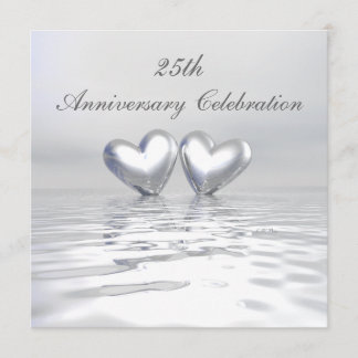Invitación Corazones de aniversario de plata