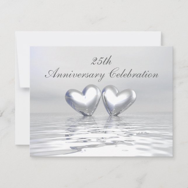 Invitación Corazones de aniversario de plata (Anverso)