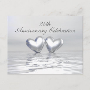 Invitación Corazones de aniversario de plata