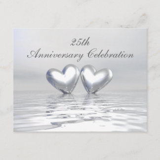Invitación Corazones de aniversario de plata