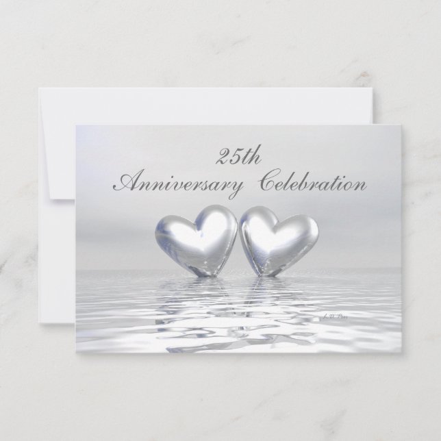 Invitación Corazones de aniversario de plata (Anverso)