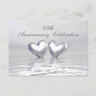Invitación Corazones de aniversario de plata