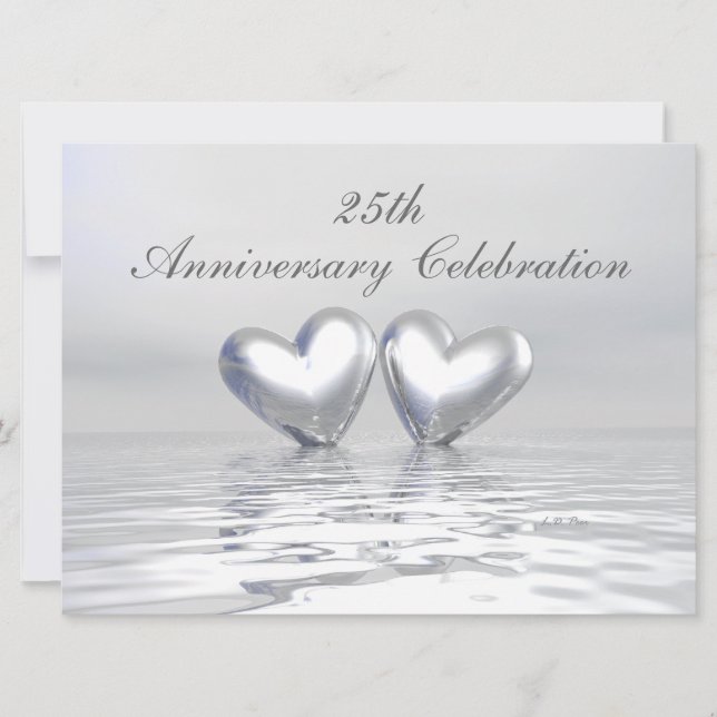 Invitación Corazones de aniversario de plata (Anverso)