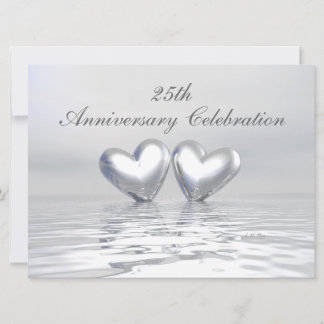 Invitación Corazones de Aniversario de Plata