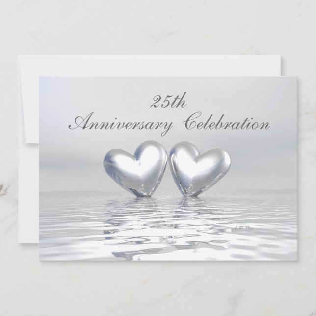 Invitación Corazones de aniversario de plata (Anverso)