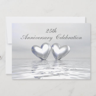 Invitación Corazones de aniversario de plata