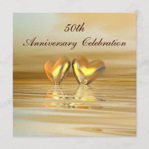 Invitación Corazones de Aniversario Dorado