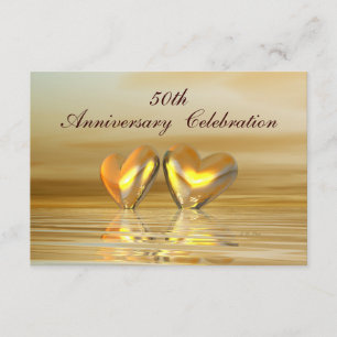 Invitación Corazones de Aniversario Dorado
