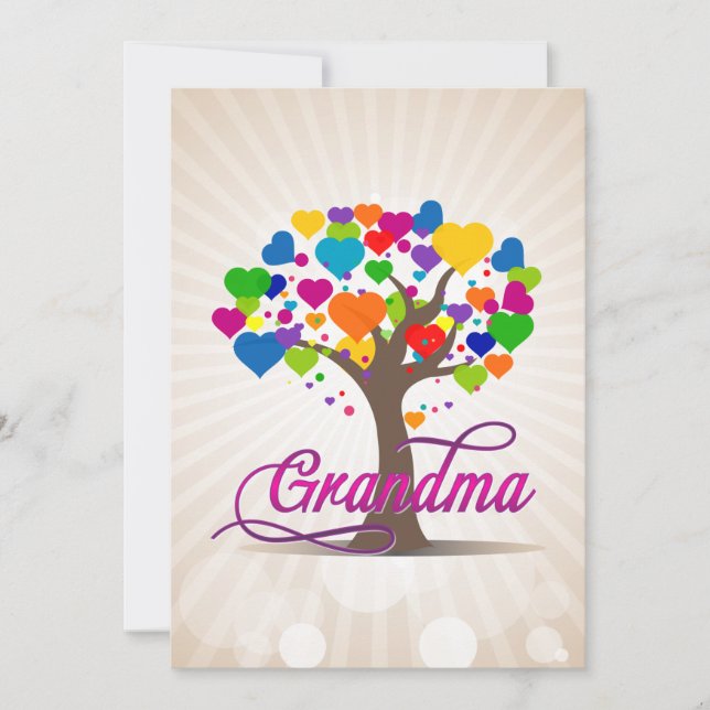 Invitación Corazones de árbol de la abuela (Anverso)