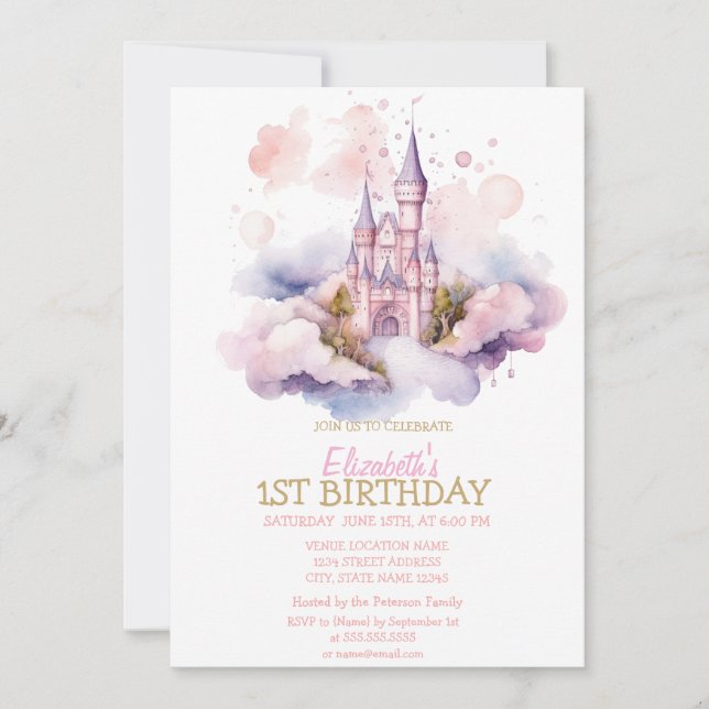 Invitación Corazones de Arcoíris con Acuarela Rayas Invitació (Anverso)