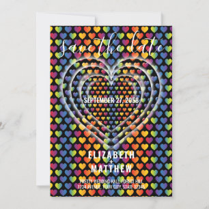 Invitación Corazones de Arcoíris Minimalista Elegante