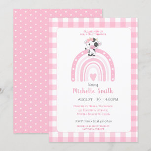 Invitación Corazones de arcoiris vacas rosados Chicas de Ging