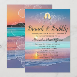 Invitación Corazones de arena de brunch y burbuja, ducha de n