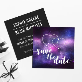 Invitación Corazones de Boda Galaxia Constelación Salvar la F
