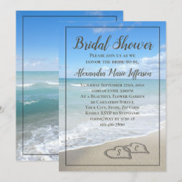 Invitación Corazones de bodas de playa en la ducha de la novi