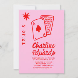 Invitación corazones de cartas de juego de vintage Boda simpl