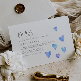 Invitación Corazones de color de agua horizontal Oh Baby Show