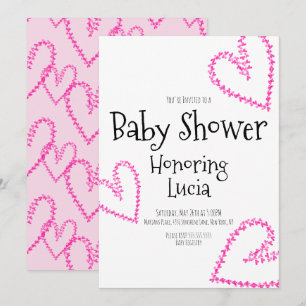 Invitación Corazones de color de agua marca Wreath Love Baby