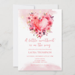 Invitación Corazones de color de agua Pequeño Baby Shower de 