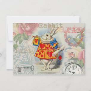 Invitación Corazones de Conejo Blanco Alice Clásico
