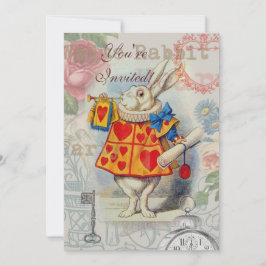 Invitación Corazones de Conejo Blanco Alice Clásico