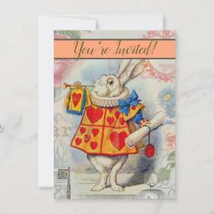 Invitación Corazones de Conejo Blanco Alice Clásico