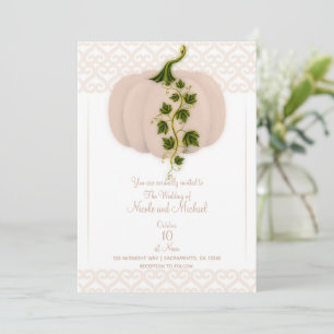 Invitación Corazones de cuento de calabaza rosa mate otoño bo