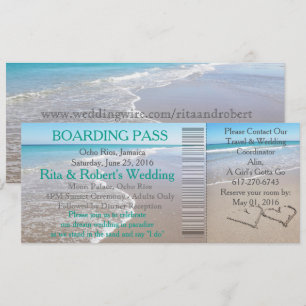 Invitación Corazones de destino de pases de boda
