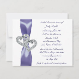 Invitación Corazones de Diamante Azul Púrpura Ducha Bridal