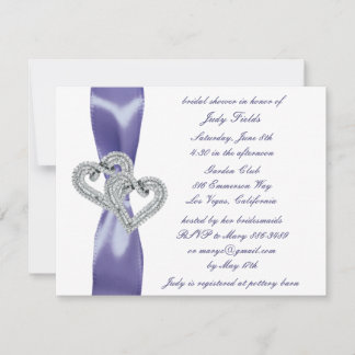 Invitación Corazones de Diamante Azul Púrpura Ducha Bridal