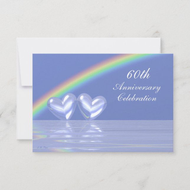 Invitación Corazones de Diamantes de 60 Aniversario (Anverso)
