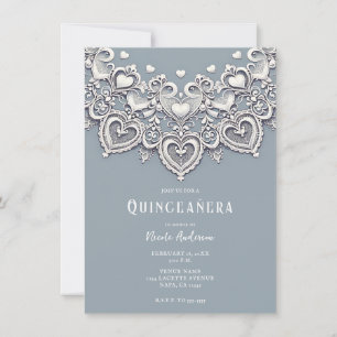 Invitación Corazones de encaje blanco encanto romántico fiest
