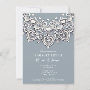Invitación Corazones de encaje blanco Encanto romántico Fiest