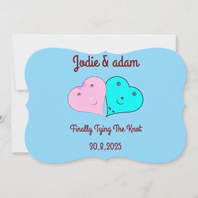 Invitación corazones de mr y mrs (Anverso)