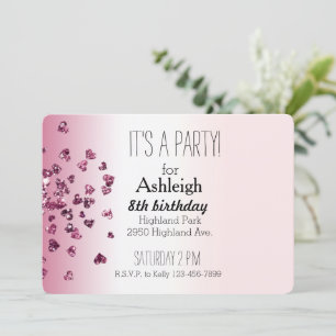 Invitación Corazones de Ombre Blanco Y Rosa Dulce