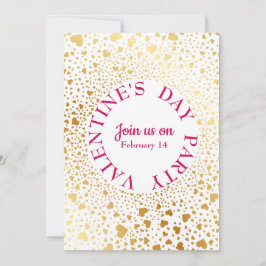 Invitación Corazones de oro circulan 2 Fiesta de San Valentín