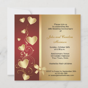 Invitación Corazones de oro de 50 años