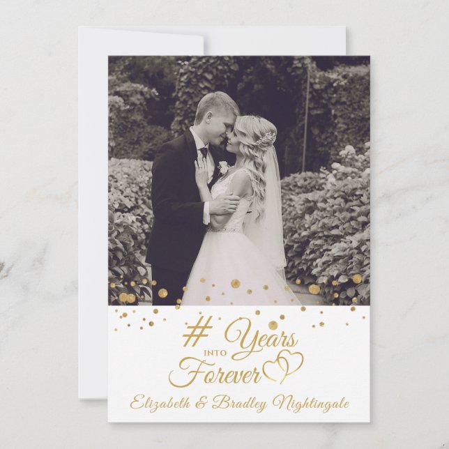 Invitación Corazones de oro de aniversario AÑOS HACIA LA ETER (Anverso)