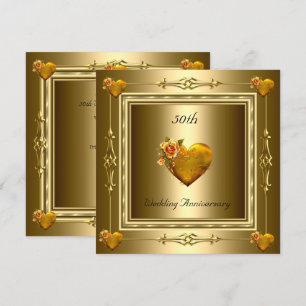 Invitación Corazones de oro del 50 aniversario Boda 2