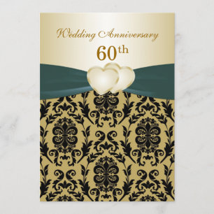 Invitación Corazones de oro negro de Damasco 50 Aniversario d