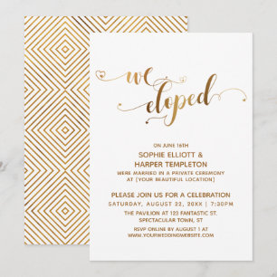 Invitación Corazones de Oro Nuestra Celebración Post-Boda Des