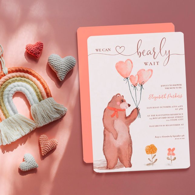 Invitación Corazones de oso caprichoso, ducha de bebé (Subido por el creador)