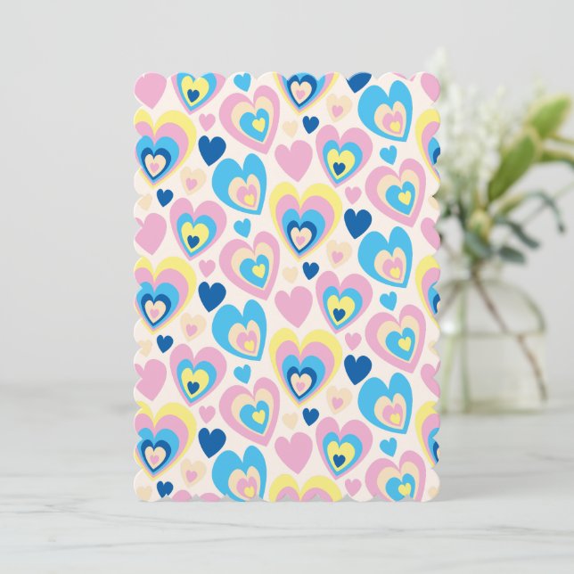 Invitación Corazones de Pastel. (Anverso de pie)