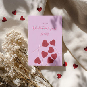 Invitación Corazones de Piruletas en Rosa – Fiesta de San Val