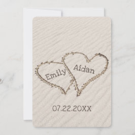 Invitación Corazones de playa boda con nombres