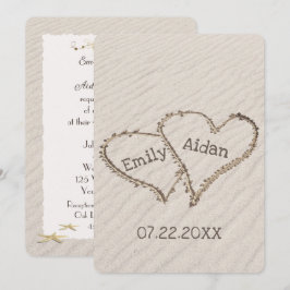 Invitación Corazones de playa boda con nombres