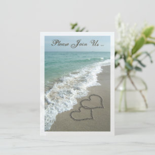 Invitación Corazones de playa de destino de recepción post ma