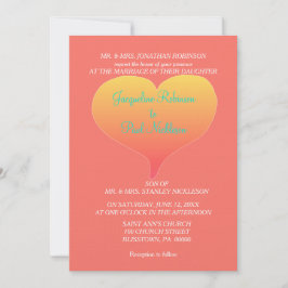Invitación Corazones de puesta de sol de coral