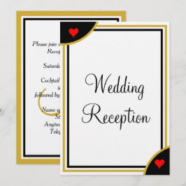 Invitación Corazones de recepción de bodas de monograma negro