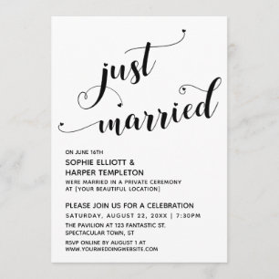 Invitación Corazones de recién casados tipografía recepción s